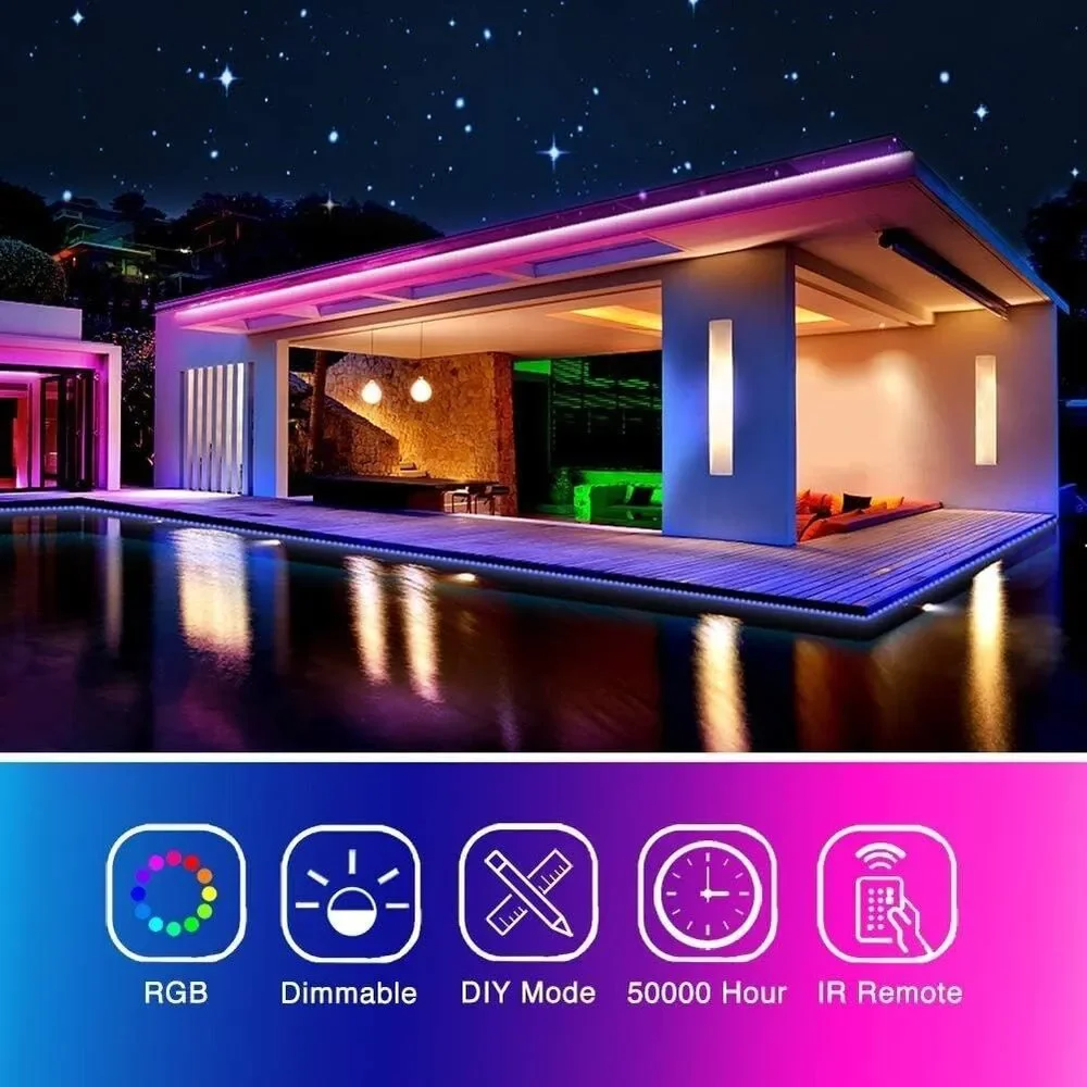 Led Strip Lights Color Changing 16.4ft with Power Supply & Remote